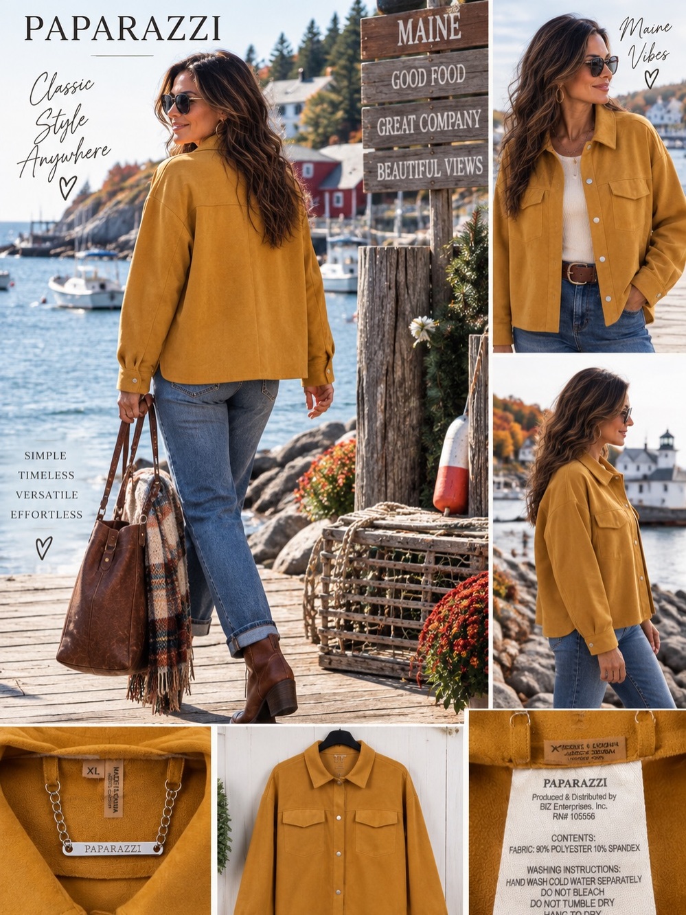 Mustard Faux Suede Snap-Front, relaxed,boxy straight cut Jacket - Women XL